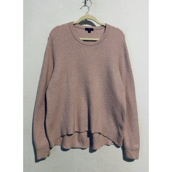 J Crew Sweater Womens XL Pink Hi Low Hem Waffle Knit Supersoft Yarn Alpaca Wool - Picture 1 of 6